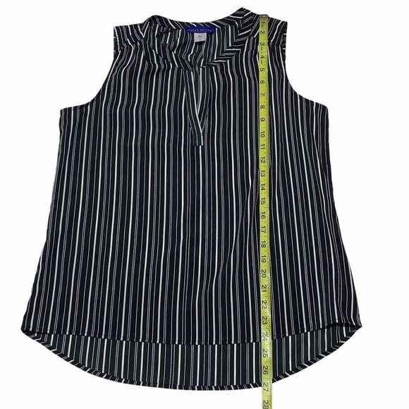 SIMPLY Style Black White Striped High Low Blouse S - Picture 8 of 10